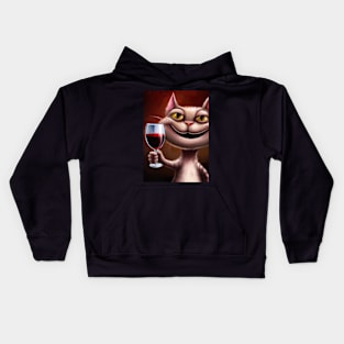 Cat with Wine Kids Hoodie